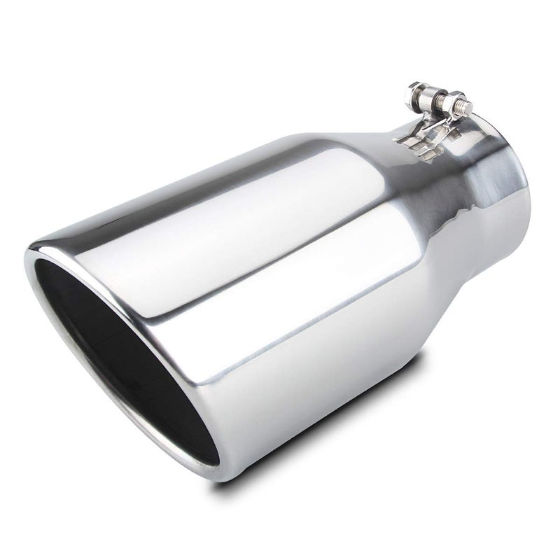 LCGP 4" inlet Diesle Exhaust Tip, 6" outlet, 12" Long Truck Tailtip, Rolled Angel Design, Polished Finished - Image 1